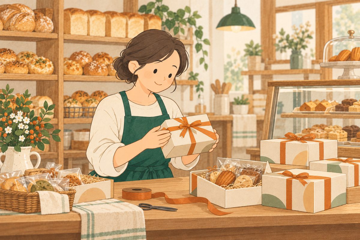 パン屋の店先の絵